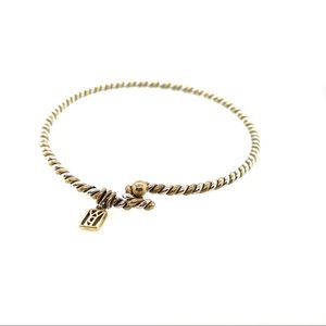 Gold-Tone Twisted Rope Bracelet with Charm